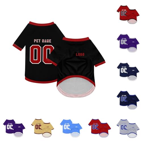 Personalisierte Hundekostüm,Individuelle Haustier T-Shirts, Personalisierte Druck Name/Text/Nummer/Logo/Foto,Atmungsaktiv Haustier Weste Kleidung,Hundepullover für Haustier Welpen Katzen(#C)(#C)