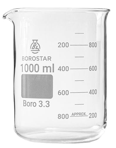 Borostar Becherglas (Boro 3.3), niedrige Form mit Graduierung und Ausguss, 1000 ml