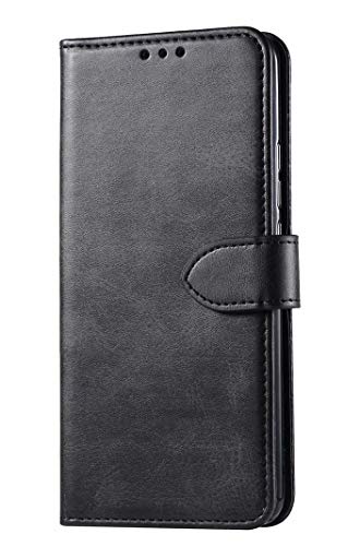 GIOPUEY Leder Hülle für VIVO Y52/VIVO Y72 5G, All Inclusive Flip Leder Case Cover, 3 Kartenfach Halterungs Funktion Handyhülle für VIVO Y52/VIVO Y72 5G - Schwarz