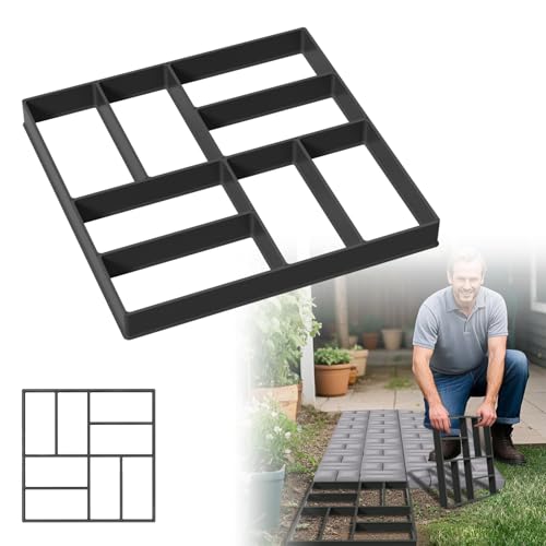 UISEBRT Pflastersteine,Quadratisch Beton Gießform,DIY Pflasterform für Beton,Zement,für das Basteln Garten,Weg,Menschen,40x40x4cm 1PC,Schwarz