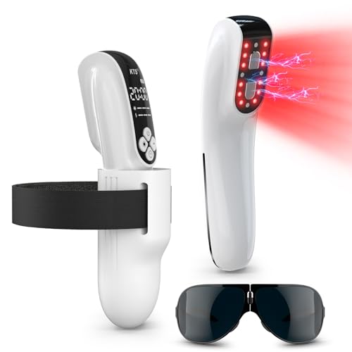 KTS Upgrade Kaltlaser Therapiegerät, 2-in-1 Rotlichttherapiegerät, Infrarot Lichttherapie für Körper Schmerzlinderung, Gelenk- und Muskelpflege (4 * 808nm+12 * 650nm) (weiß)