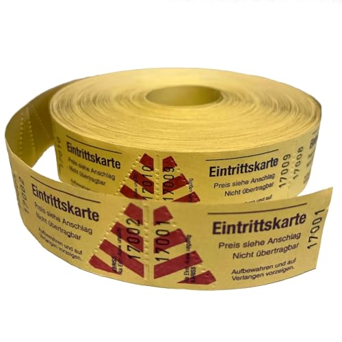 Eintrittskarte auf Rolle 1000 Abrisse gelb