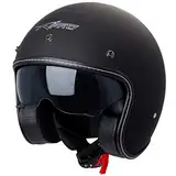 Motorrad Jet Helm Cafe Racer ECE 22-05 Sonnenblende Scooter Matt Schwarz M