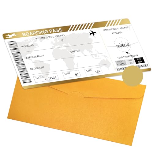 Lemicin Reisegutschein Flugticket Geschenk Gutschein - Reisegutschein Geschenk Verpackung mit Rubbelaufkleber Boarding Pass Reise Geschenk Flugzeug Karte Bordkarte zum Beschriften