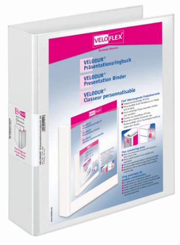VELOFLEX 1141190 - Präsentationsringordner VELODUR DIN A4, aus PP, 2-D-Ring-Mechanik, 40 mm Füllhöhe, weiß