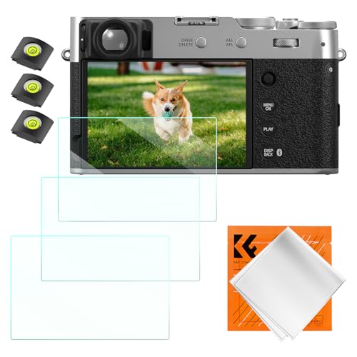 K&F Concept Schutzfolie Displayschutz für Fujifilm X100VI、X100V、X-T4, 9H-Härte kratzfest Glas blasenfrei- 3 Stück