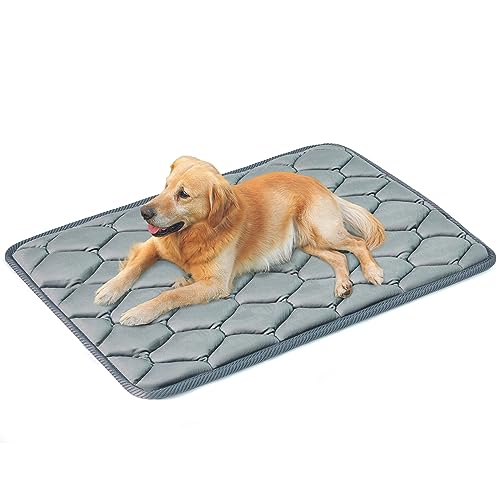 Geegoos Hundekäfigmatratze, waschbare, weiche Zwingerunterlagen, Haustierbettdecke, Hundekäfigmatte, geeignet für 36-Zoll-Käfige Käfige, Hundebettmatten für große Hunde und Katzen (89 x 56 cm, grau)