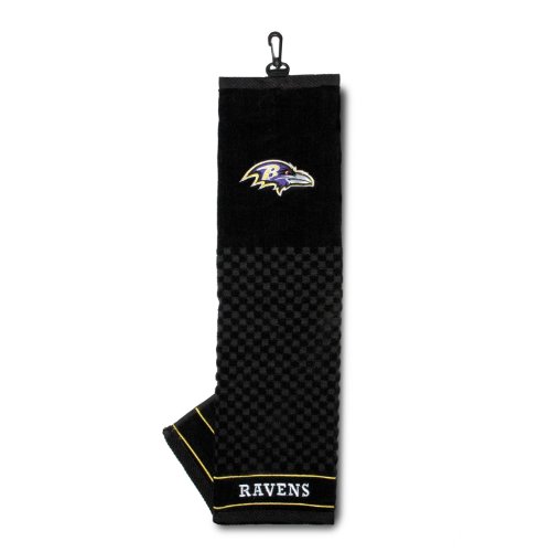 Team Golf NFL Baltimore Ravens Besticktes Golf-Handtuch, Besticktes Golf-Handtuch, Kariertes Scrubber-Design, gesticktes Logo