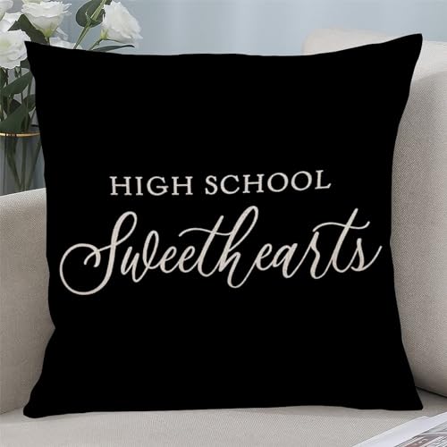Yelolyio Kissenbezug mit Aufschrift "High School Sweethearts", Baumwolle, Leinen, Heimdekoration, Bauernhaus-Kissenbezug, 50,8 x 50,8 cm, inspirierende Zitate, mit Reißverschluss, Geburtstagsgeschenke