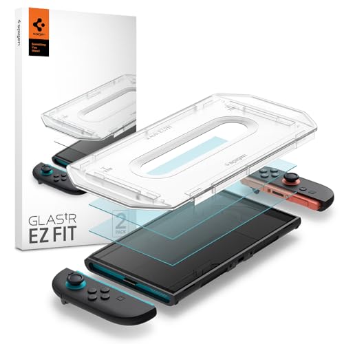 Spigen Glas.tR EZ Fit Schutzfolie kompatibel mit Nintendo Switch 2, 2 Stück, Schablone für Installation, Kristallklar, Kratzfest, 9H Härte Folie