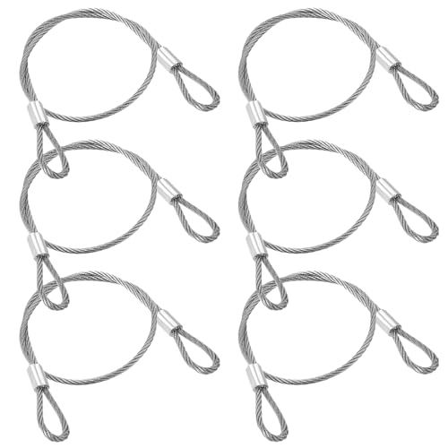 Prasacco 6 Stück Stahlseil mit Ösen, Silberner Edelstahl Sicherheitskabel 30 cm x 2 mm Drahtseil für Fahrradschlösser, Türschlösser, Gepäckschloss