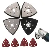 4 Stück Dreieck Schleifteller, Fein Multimaster Zubehör, Fein Schleifplatte, Starlock Schleifplatte, Multitool Schleifplatte 93mm mit 24 x Schleifpapier Dreieckschleifer für Holz Metall Entrosten Putz