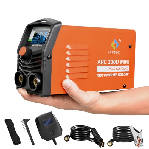 HITBOX ARC200D MINI - 2 In 1 Schweissgerät Kompakt Elektro Schweißgerät Mit LCD SYN Digitalanzeige Inverter Schweissgerät MMA E-Hand/Lift TIG/Hot Start/Arc Force/VAD/Schutzschild