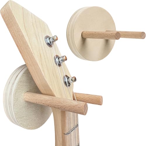 Samorillo Gitarren-Wandhalterungen für Mini-Gitarren und Ukulelen, 2 Gitarrenhaken aus Holz für Wände mit Befestigungsmaterial, installieren Sie in wenigen Minuten und hängen Sie Ihre Mini-Gitarre mit