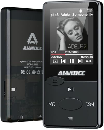 Mp3 Player Bluetooth 5.3 HiFi-Sound, Mp3 Player FM-Radio, Mini Mp3-Player 32G für Kinder und Erwachsene, Inklusive Kopfhörer, kann TF-Karte Einlegen (Schwarz)