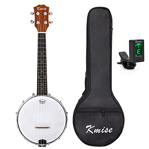 Kmise 4-saitige Banjo-Ukulele, Konzert-Ukulele, 58,4 cm, Sapeli mit Taschenstimmer