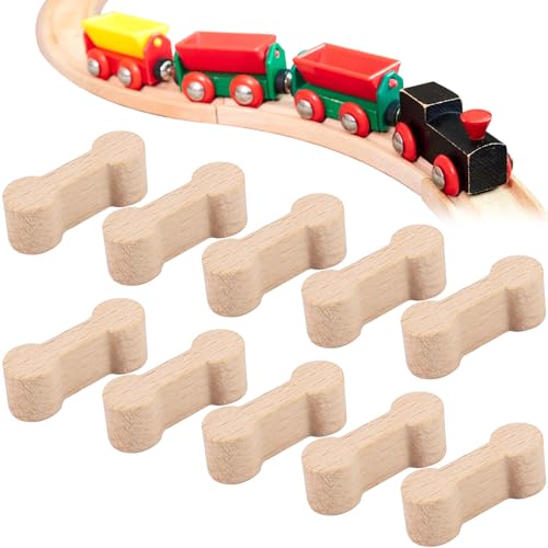 Unvtap 10 Stück Gleisverbinder, Verbindungsstück Holzeisenbahn, Zuggleisverbinder, Holzbahnverbinder, Holzeisenbahn Verbindungsstücke Verbinder, Adapter Kompatibel mit Brio, Thomas, Melissa UVM