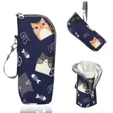 BECHS 1 Stück Lsoliertasche Babyflasche,Babyflaschen Wärmer,Baby Flaschen Thermotaschen,Baby Milchflaschen Wärmer,Tragbare Babyflaschentasche,Für Kinderwagenreisen Im Freien,Kätzchen