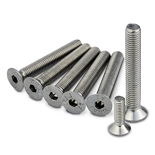 PROTECH 10 Stück Senkkopfschrauben M10x60 rostfreier Edelstahl A2 Vollgewinde Senkschrauben mit Innensechskant DIN 7991