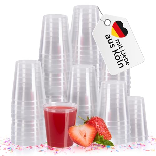 Vivaloo Schnapsgläser Plastik 2cl (20 ml) 100 Stück - wiederverwendbare Shotgläser Plastik BPA-frei - spülmaschinengeeignete Plastik Schnapsgläser 2cl + Eichstrich - Shot Gläser - Shot Becher Plastik