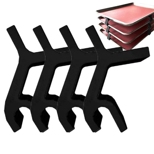 Keksblechstapel, Stapeln von Blechen – 4 x Backblechstapler | Set mit Pfannenteilern, Stabilisierungsständer, Topf-Organizer
