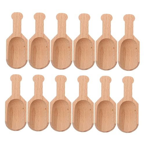 Alipis 12Stücke Mini Holzlöffel Langlebige Teelöffel für Milchpulver und Gewürze Ergonomischer Griff Familien und Gastronomie