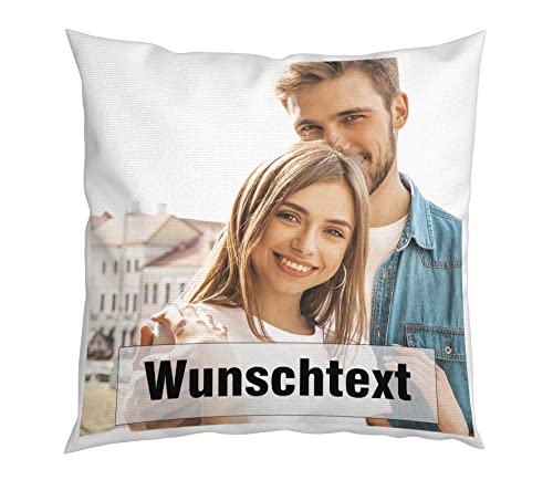 Kissen mit Foto - mit Bild - bedrucken lassen - Personalisiertes Kissen - Fotodruck - selbst gestalten - individuell - Kissen mit Füllung und Reißverschluss - 40x 40 cm - Waschbar - 1 Bild