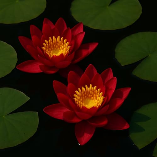 Rote Seerose für den Gartenteich, Aquarium, Naturteich, mini Teich, Knolle mit Austrieb, Teichrose, Seerose