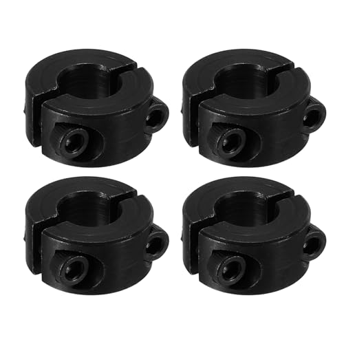 PATIKIL Geteilte Stellringe 8mm Langweilige 18mm OD 9mm Dicke, 4er Pack 45#Aluminiumlegierung Tiefenanschlagringe Klemm mit Gewindestift für die Maschinenbauindustrie, Schwarz