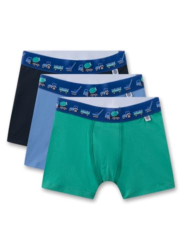 Sanetta Jungen-Hipshorts (Dreierpack) grün | Hochwertige und nachhaltige Unterhose für Jungen aus Bio-Baumwoll-Mix. Inhalt: 3er Set Unterwäsche für Jungen 104