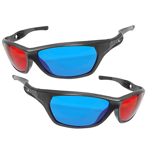3D Brille mit Anaglyphen-Technologie für Filme oder PC-Spiele im 2er Set, Gläser rot/Cyan