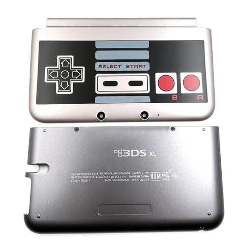 Blaue Farbe 3DSXL Extra Gehäuse Gehäuse Ober- und Unterschalen 2 Stück Set Ersatz für 3DS XL/LL 3DSLL Old Big Handheld Konsolen, New Custom US Edition A/E Face Outer Cover Plates Frontplatte, Grau