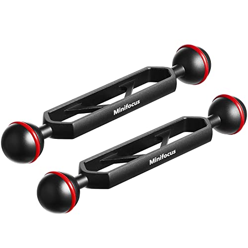 2 Packungen 6" Doppelkugel-Verlängerungsarm aus Aluminiumlegierung, 1" Kugelkopfanschluss Unterwasser-CNC-Arm-System Kugelkopfverlängerung für Stroboskop/Videoleuchte/Tauchkameraträger