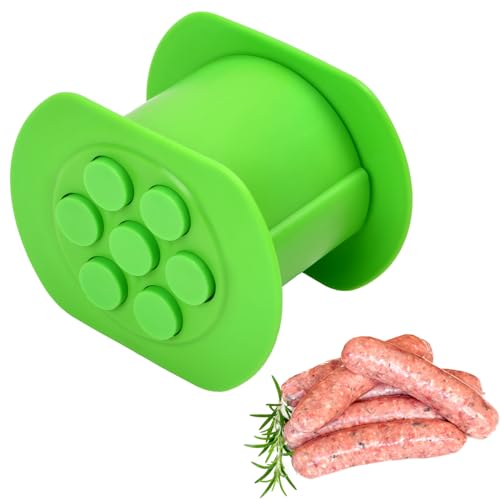Laughhe Cevapcici Presse Hot Dog Maker mit 7 Löchern Cevapcici Maker Wursthersteller Cevapcici Extruder Wurst Fleischfüller Kit Gadgets zur Herstellung von Cevapcici für Haus und Küche(Grün)