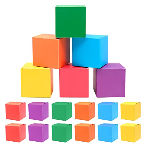 18 Stück Quadratische Bunte Geschenkboxen, 10x10x10 cm Kleine Geschenkboxen aus Kraftpapier 6 Farben Karton Geschenkbox mit Deckel Würfel Geschenkschachtel für Weihnachten, Geburtstag, Party, Hochzeit