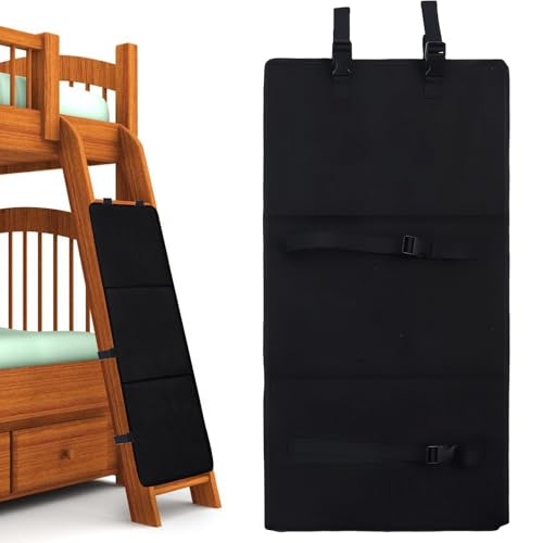 WIYETY Schwarz Etagenbett Leiterabdeckung: Hochbett Leiter Schutz aus Oxford-Stoff mit Verstellbaren Schnallen, Faltbares Etagenbett-Leiterpolster Leiterschutz, Verhindern Sie Klettern für Kinder