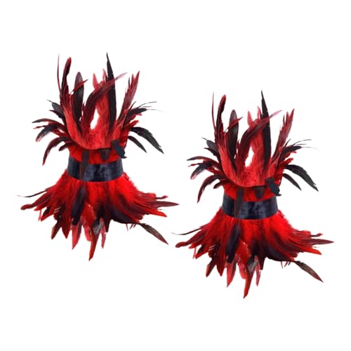 Damen Halloween Feder Fußkettchen Punk Kostüm Zubehör für Party Maskerade Dress Up Beinstulpen und Schweißbänder 80er Jahre, RD1, Einheitsgröße