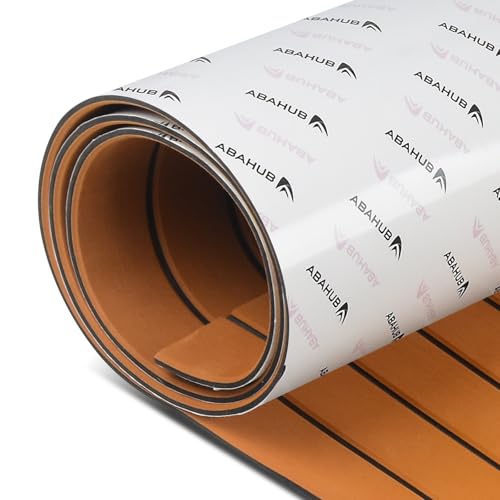 Abahub Bootsbeschlag EVA Schaum Selbstklebend Boots Bodenbelag Rutschfeste Faux Teak Marine Boot Decking Matte für Boote Yachtboden Schwimmbad 121x42cm, 243cm x6/42/60/73/91/115cm