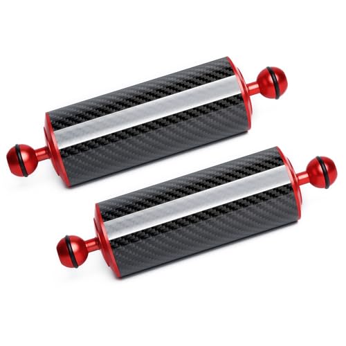 LetonPower Unterwasser-Schwimmarm aus Kohlefaser, für ultraleichten Wasserarm, Dual 1-Zoll-Ballauftrieb, Schwimmarme, Beleuchtungssystem für Tauchtablett (Rot, D60mm, 8")