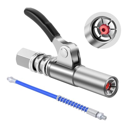 Anwangda Coupler für Fettpresse, Fettpresse Mundstück mit 30cm Schlauch, Schnelle Veröffentlichung Einhandfettpresse Kupplung für Alle Arten Fettpresse für schmiernippel