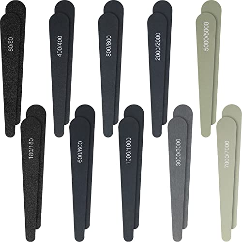 Honoson 20 Stück Schleifstäbe für Kunststoff Modelle Polieren Sortiert Metall und Holz Polierstäbe Modellbau Werkzeug Mini Finger Schleifer(Niedrige Körnung,Wassertropfen Stil)(189)
