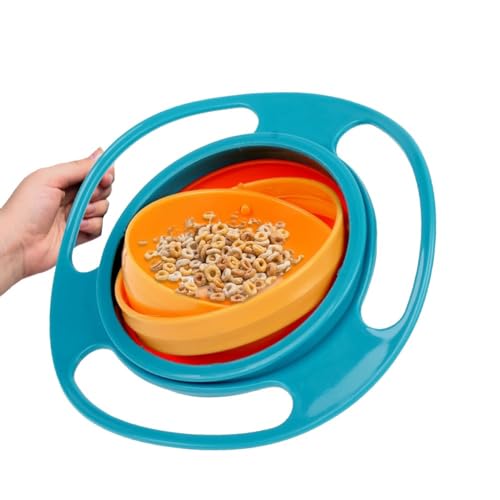 Magic Bowl, Baby Bowl 360 ° Drehbare, Gyroscopic Schüssel für Baby, Auslaufsicher Schüssel Gyroscopic Bowl mit Deckel für Baby, Kinder, Kleinkinder, Spielzeug-Baby-Geschirr 17 x 17 cm