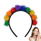 Generico Regenbogenbank, Bunte Pom-Band, Erwachsenen-Stirnband, Regenbogen-Kopfbedeckung, Cosplay-Kopfbedeckung Für Erwachsene, Frauen 6,5x6,5 cm