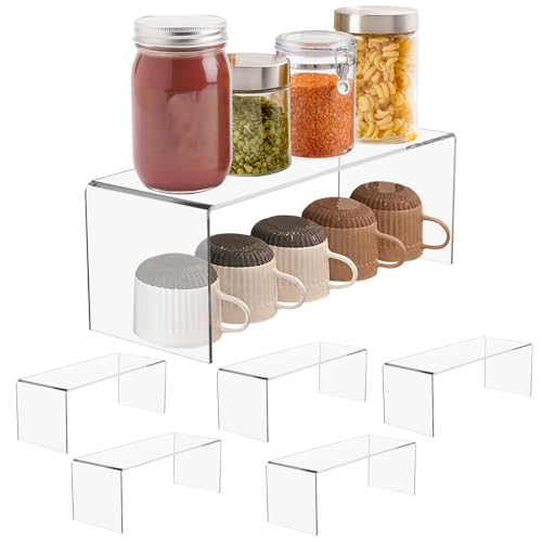 Rainmae 6 Stück Acryl Küchenschrank Organizer,Küchenschrank Organizer Regal Acryl Gewürzregal für Gerichte, Gewürze, Soda Dosen und Flaschen 32x12x11,5cm