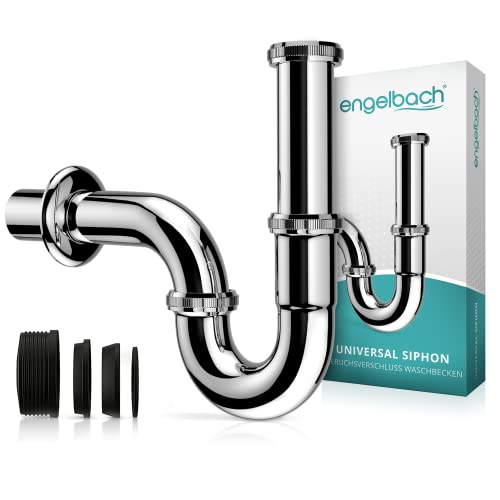 Engelbach® Siphon Waschbecken inkl. Gummimanschette 1 1/4 - Universal Syphon, Röhrensiphon für Badezimmer mit Montage-Video
