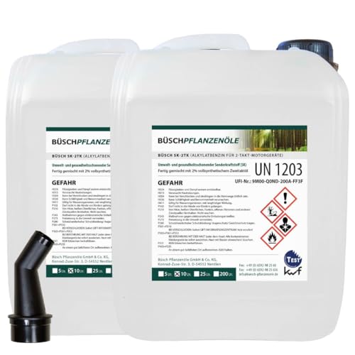 Büsch 2-Takt-Motorbenzin: - Alkylatbenzin für 2-Takt-Motorgeräte - Zweitakt Benzin für Motorsägen, Motorräder etc. - kwf zertifiziert - 2 x 10 Liter