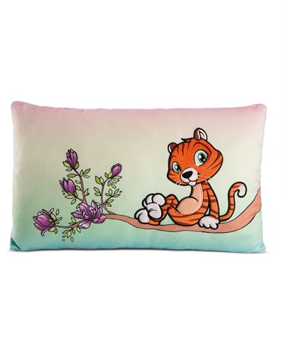 NICI Kuschelkissen Tiger Mandarina 43 x 25cm - Flauschiges Kuscheltier Kissen mit Tigerdame für Mädchen, Jungen & Babys, Rechteckiges Stofftierkissen – 49796