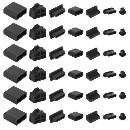 50 Stück 7 Arten USB Schutzkappe, Silikon USB C Staubschutz USB C Schutzkappe USB-A Port Schutzkappe Anti Staubschutz für USB A Weiblich/Männlich, USB C, 3.5mm Kopfhörer, HDMI, RJ45 Ethernet