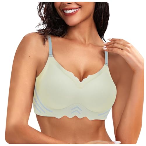 Bügel-BHs für Damen, Sport-BHs für Damen, Komfort, ungepolsterte Spitze, Unterwäsche, verstellbar, atmungsaktiv, Bügel-BH, Sport-BHs für Damen, große BHs für Damen, Alltags-BHs, grün, M