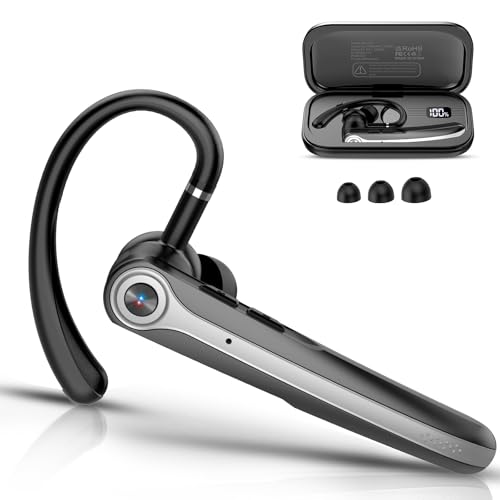 Bluetooth Headset V5.4 Wireless Freisprech Telefon mit CVC 8.0 und ENC Dual Mikrofon, Bluetooth Ohrhörer kabellos mit 25h Sprechzeit, 120h Standby Headset Handy für Autofahren Büro Business, Schwarz